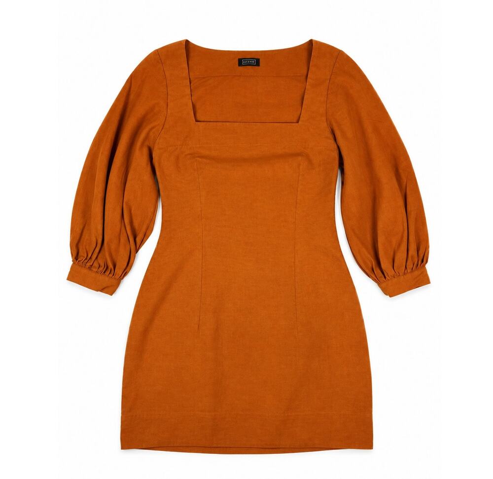 HAIGHT Brazil Burnt Orange Square Neck Mini Dress XS Quiet Luxury Resort
